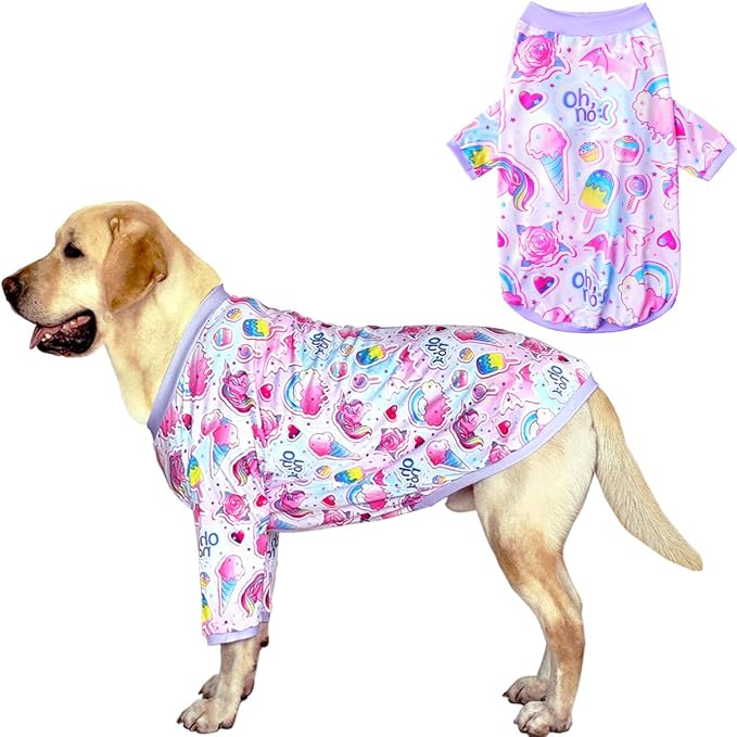 Dog Cute Blue Unicorn T Shirts Doughnut Pattern Printed Pet Shirt Softable Pajamas for Large Dog (3XL,Unicorn)