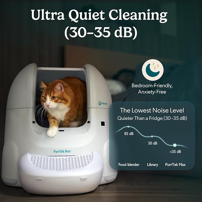 Petcove PurrTek Automatic Litter Box Self Cleaning 5GHz Wi-Fi, Odor Control | Quiet Operation with App Sealed Waste Bin, Advanced Safety Sensors, Auto Smart Self Cleaning Cat Litter Box for Multiple Cats