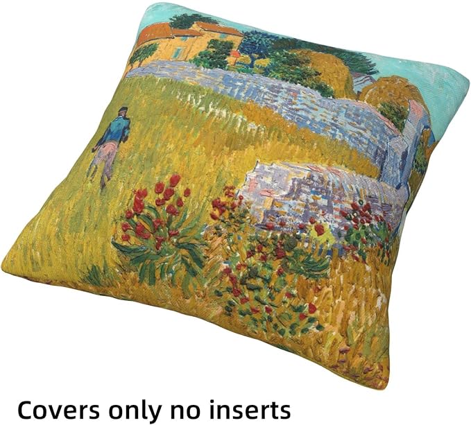Van Gogh Painting Throw Pillow Covers 18x18 inch Set of 4 Irises Almond Blossom Impressionist Art Pillow Cases Modern Decorative Cushion Covers for Sofa Couch Living Room