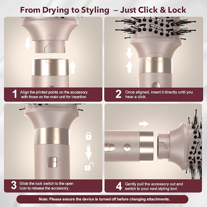 Mythsight Dual Voltage StyleVibe 6-in-1 Air Styler, Hair Dryer & Blow Dryer Brush with Travel Case - Auto Wrap Curls (L/R), Fast Drying, Thermal Brush for Blowouts & Frizz-Free Volume, No Heat Damage