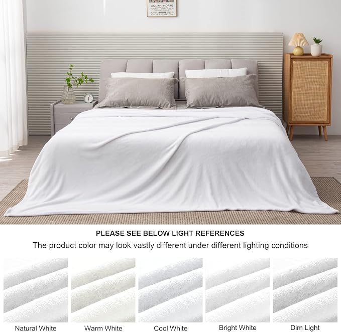BEDELITE Fleece Blanket Soft Plush King Size Bed Blanket White 108"x90" | Ultra Soft Fleece, Plush Microfiber, Lightweight Warmth, All Season Comfort, Fade Resistant, Machine Washable