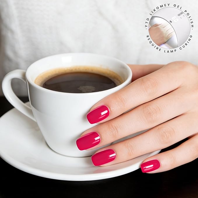 YTD Likomey Berry Pink Gel Nail Polish,15ml Bright Pink Salon Home DIY Manicure and Pedicure Fall Winter Soak Off UV Color Varnish,CS409