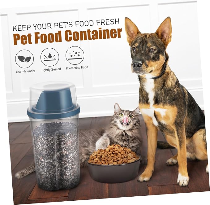 2Pcs Airtight Pet Food Storage Containers Clear Dog Food Bin with Tilted Spout No Spill Design for Cats and Dogs