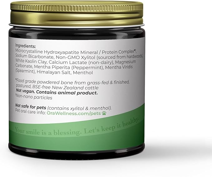 OraWellness Shine Remineralizing Tooth Powder with Hydroxyapatite, Made in The USA, Fluoride Free Tooth Repair, Natural Teeth Whitening Powder, Teeth Polish & Stain Remover, Mint