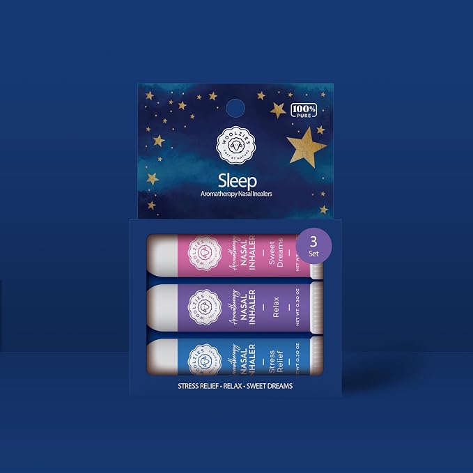 Aromatherapy Nasal Inhaler Sticks Collection - All-Natural Wellness Kit | Made with Undiluted Essential Oil Blends for Overall Well-Being (3 Pack, Sleep)