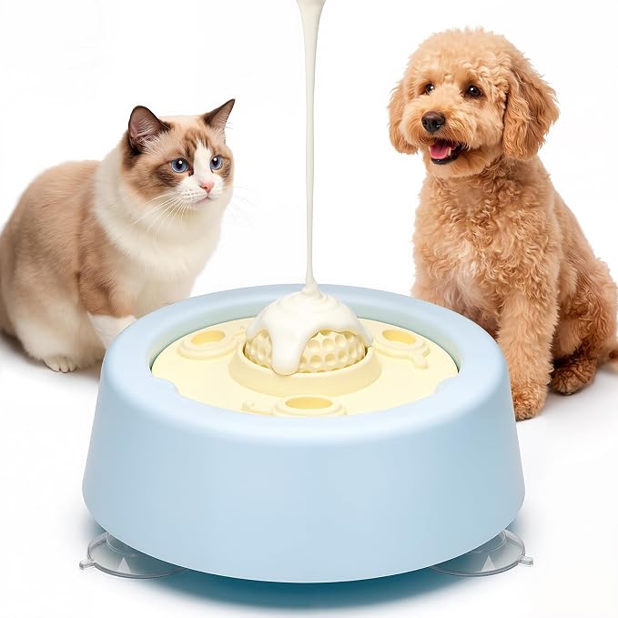 [2026 Upgrade] Slow Feeder Dog Bowl with Rolling Ball[Anti-Swallow],Dog Enrichment Toys for Liquid Treats, 3 Suction Cups Grip Smooth Surfaces, 250 mL Capacity for Broth and Yogurt
