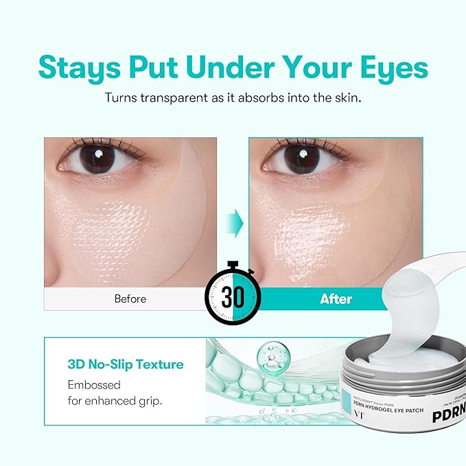 VT COSMETICS PDRN Hydrogel Eye Patch (60 Patches / 30 Pairs) – Under Eye Patches for Dark Circles, Puffiness & Wrinkles, Vegan PDRN, Retinal & Collagen, Hydrating Anti-Aging, Korean Skincare