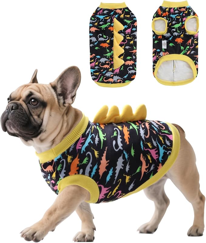 CuteBone Dinosaur Costume Dog Shirt, Stretchy Velvet T-Shirt Clothes for Small Dogs, Soft & Breathable Pet Tee Outfit Cat Apparel for Daily Wear, Cozy Pullover Design Puppy Fashion COSBX01S