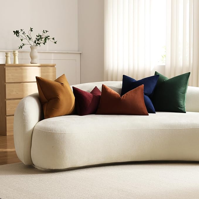 Euro Sham Covers 26x26 Dark Green: Pack of 2 Cozy Soft Velvet Square Modern Luxury Decorative Throw Pillow Cases for Sofa Couch Living Room Bed Home Decor