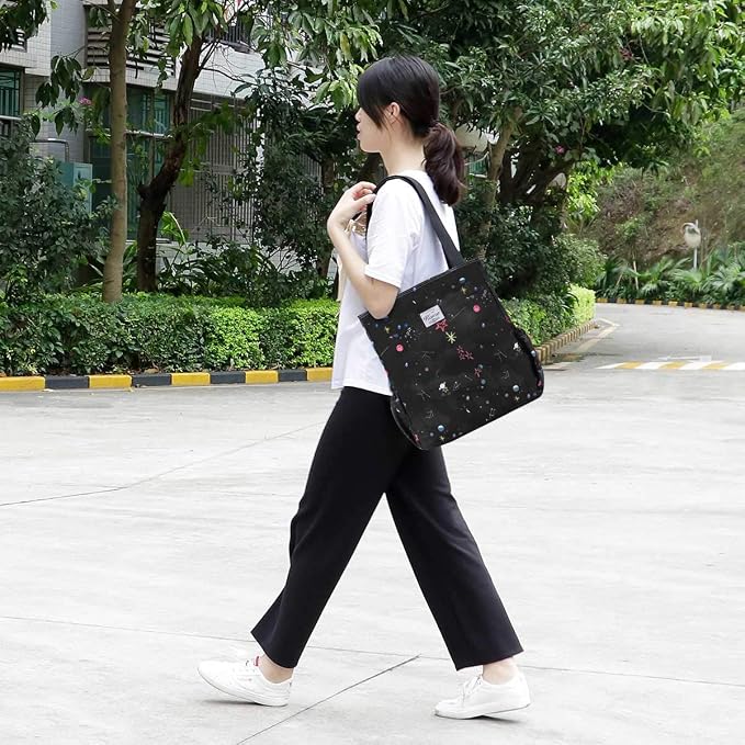 KAMO Floral Tote Bag - Waterproof Lightweight Handbags Travel Shoulder Bag for Hiking Yoga Gym Swimming Travel Beach