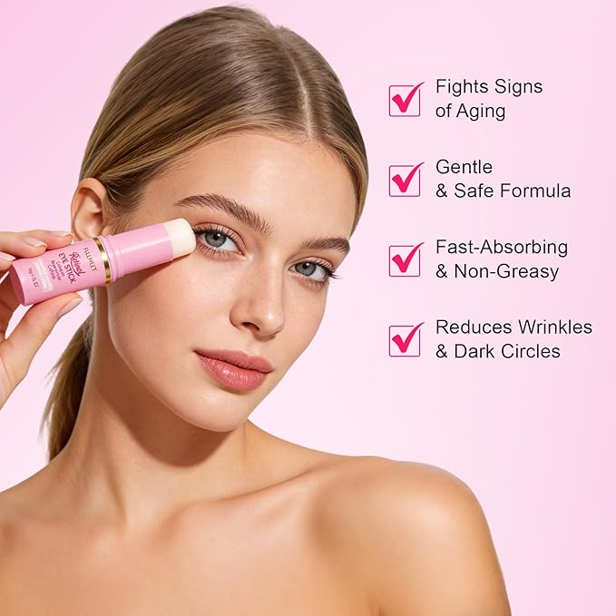 Retinol & Caffeine Eye Balm Stick, Smoothing Under Eye Balm for Dark Circles, Puffiness, Fine Lines and Eye Bags, Gentle Under Eye Cream with Collagen, Niacinamide & Peptides, 0.35oz/10g