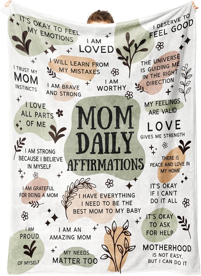 BaubleDazz New Mom Gifts Blanket, Mom Daily Affirmations(80" x 60") | Postpartum Pregnancy Gifts for First Time Moms, Mommy to Be, Mama, New Mom Essentials, Birthday Gifts for Mom