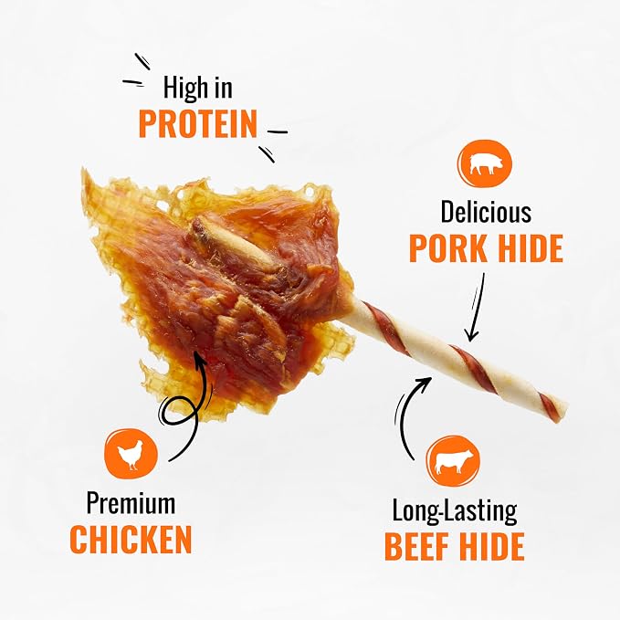 Good 'n' Fun Wings Long-Lasting Dog Treat Made With Real Protein, 8 oz | Premium Chicken, Pork and Beef Hide Chew, Supports Dental Health and Mental Stimulation, For Adult Dogs