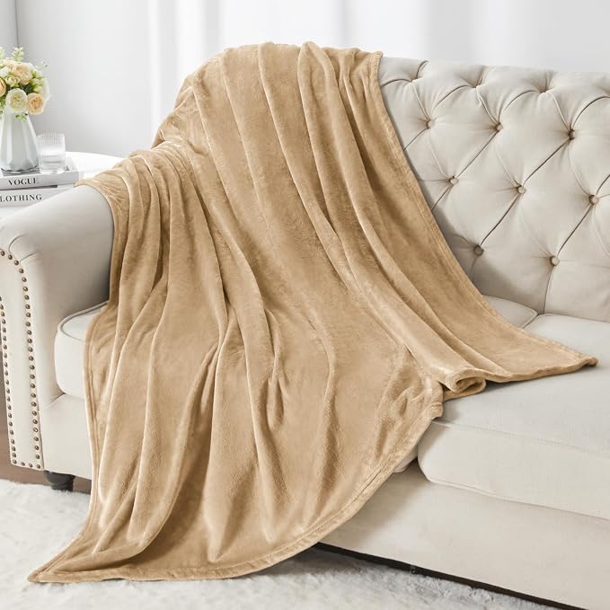 BEDELITE Fleece Blanket Soft Plush Throw for Couch Light Camel 50"x60" | Ultra Soft Fleece, Plush Microfiber, Lightweight Warmth, All Season Comfort, Fade Resistant, Machine Washable, Couch Sofa Bed