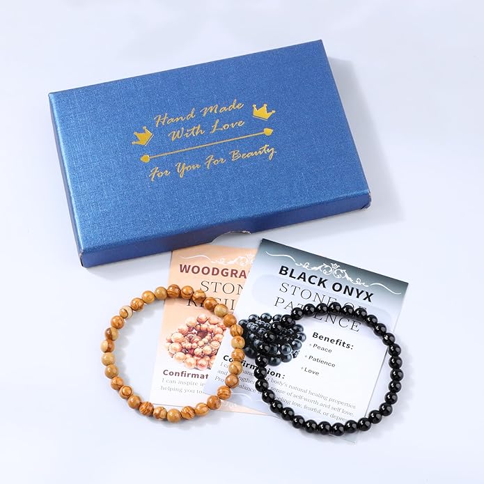 NCB 2.3-Piece 4mm Natural Crystal Gemstone Stretch Bracelets – Handmade Reiki Energy Healing Jewelry for Meditation,Yoga, Unisex