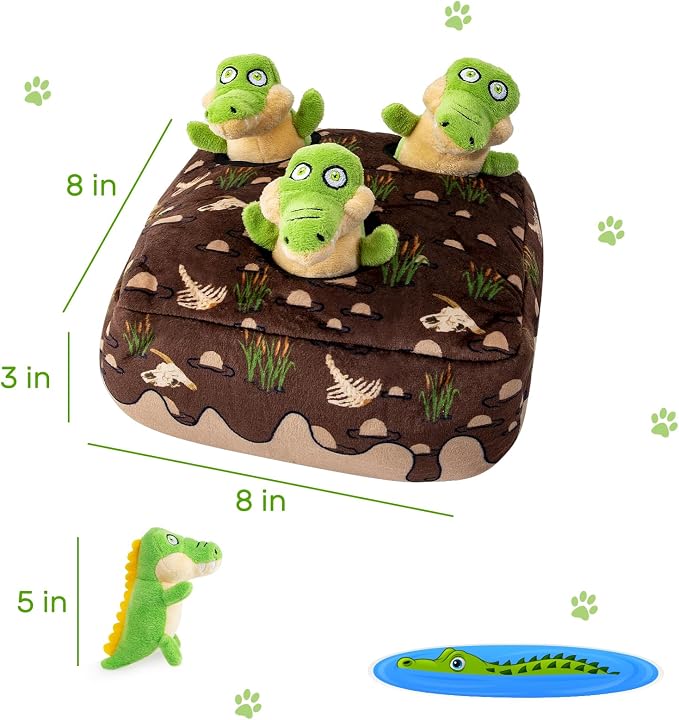 Hollypet Squeaky Hide and Seek Dog Toys for Small and Medium, Crocodile