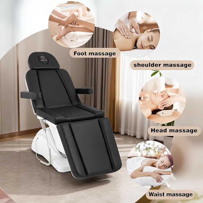 Electric Tattoo Chair with 3 Motors for Esthetician, Height Adjustable Facial Bed for Client, 660Lbs Capacity Facial Massage Bed for Beauty Spa