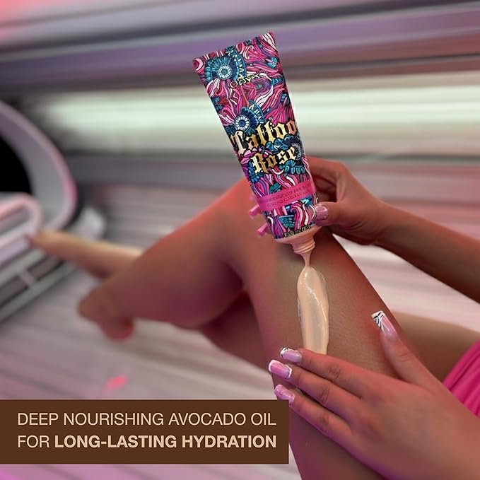 Onyx Tattoo Rose Indoor Tanning Accelerator with Bronzer for Women - Tattoo Fade Protection, Deep Hydration, Fast Dark Tan | Tanning Bed Lotion | 8.5 fl oz