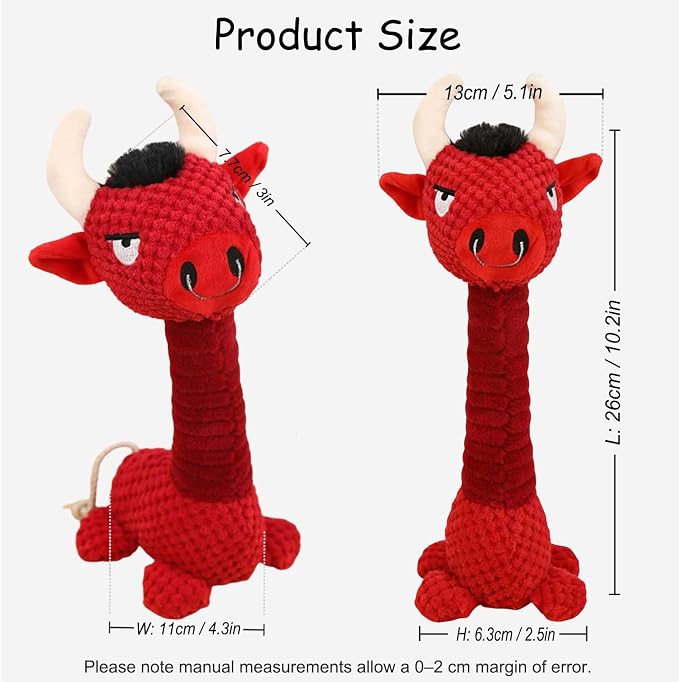 Squeaky Plush Dog Toys, Cute Animal Pet Toy for Small Dogs, Steer