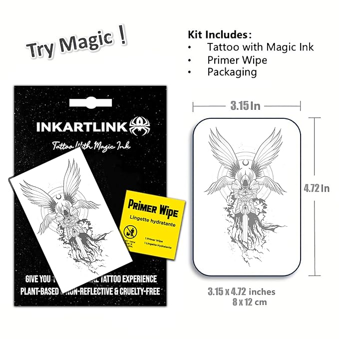 INKARTLINK Semi Permanent Tattoo, Temporary Tattoo, Beautiful and Realistic Design, Fun Tattoo Experience, Cruelty-free, Non-reflective, Waterproof (Angel Comes 3)