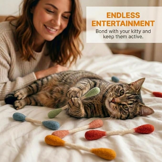 Glaciart One Swabs Cat Toys with Catnip - 6 Pk | Durable for Chew, Cute Cat Toys Interactive Kitty for Boredom, Exercise, & Play | Filled w/Organic Catnip for Anxiety & as Digestive Aid | Gift Idea