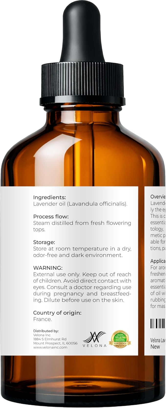 velona Lavender Essential Oil 4 Fl Oz | Therapeutic Grade | for Aromatherapy Diffuser, Massage, Skincare, Haircare, Soapmaking