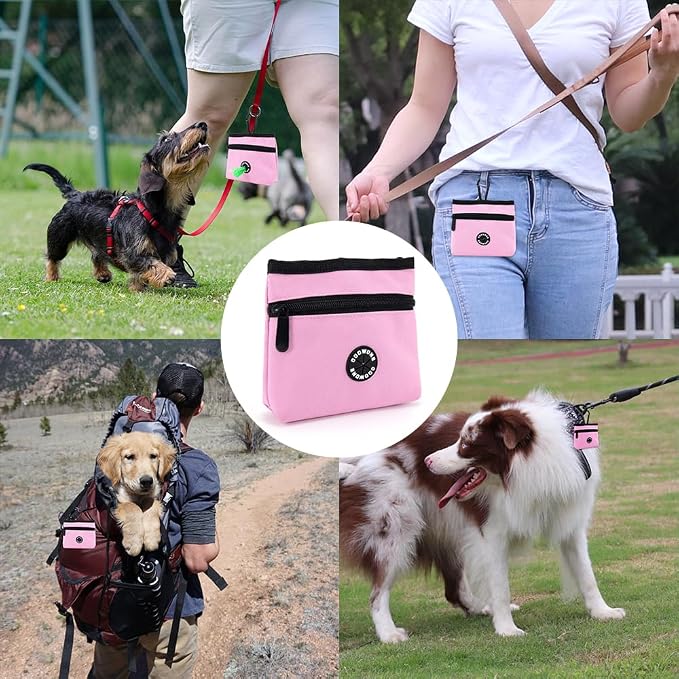 Dog Treat Pouch with Pet Training Clicker, Detachable Dog Puppy Training Treat Bag, 900D Oxford Cloth Magnetic Closure Small Dog Walking Bag for Travel or Outdoor Use