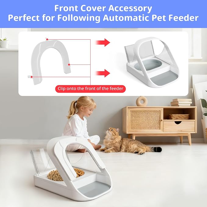 Front Cover for Automatic Microchip Cat Pet Feeder - Prevents Persistent Pet from Getting Food from The Front of The Feeder, 2 Pack