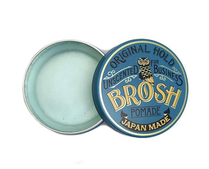 BROSH Original Hold Pomade Unscented, Classic Shine, Lightweight Water-Based Hair Styling Cream for Men, 4 Oz