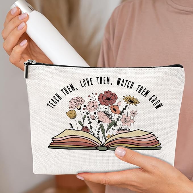 Inspirational Teacher Gifts: Cosmetic Bag & Makeup Pouch - Perfect for New Teacher, Retirement, Christmas & Birthday Gifts