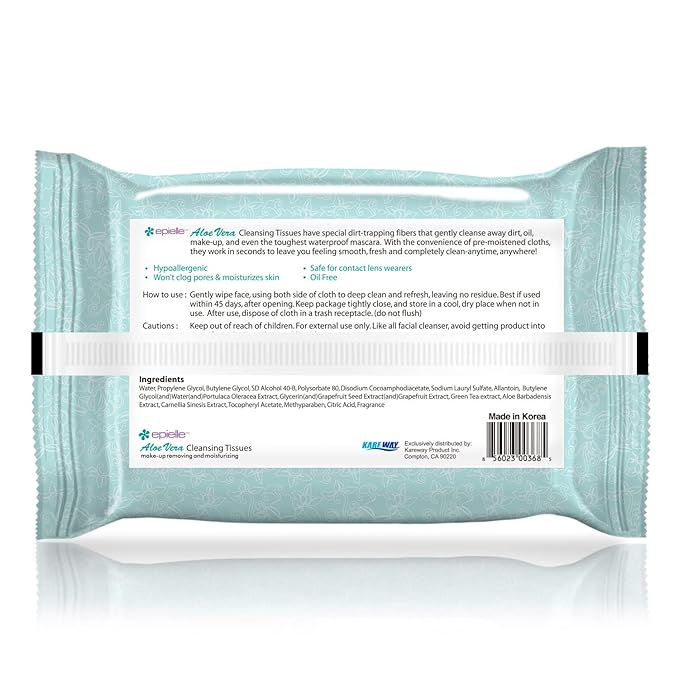 Epielle Makeup Remover Wipes, Remove Waterproof Mascara, Gentle Daily Facial Cleanser Towelettes with Collagen, Cucumber & Argan Oil, Stocking Stuffers, 60 Count (Pack of 4)