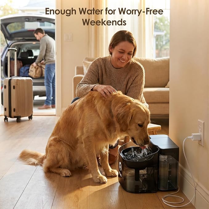 11L/372oz Large Dog Water Fountain, No Spill Automatic Dog Water Bowl Dispenser with Multi-Layer Filtration, Flowing Dog Water Dispenser with Deep Basin, BPA-Free, Ultra Quiet and Easy to Clean