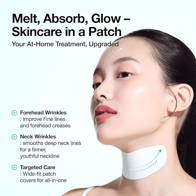 Anua PDRN Collagen Melting Patch for Neck, Lifting and Firming, Thin Film Patch for Neck Fine Lines & Forehead, Plumping Effect with Salmon DNA, Korean Skincare, 0.02g x 4EA