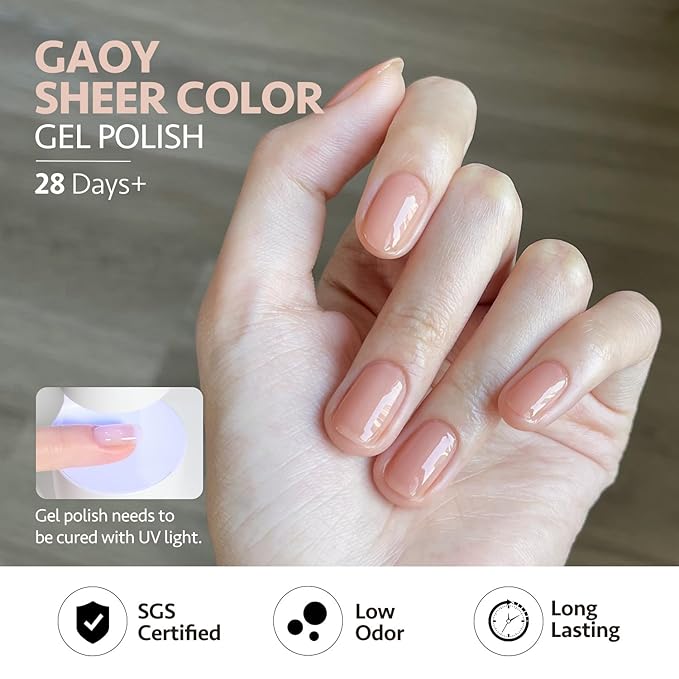 GAOY Jelly Gel Polish Set, Silky Cream Pink Nude Shades, Sheer Long Lasting Gel for for Everyday & Wedding Manicure
