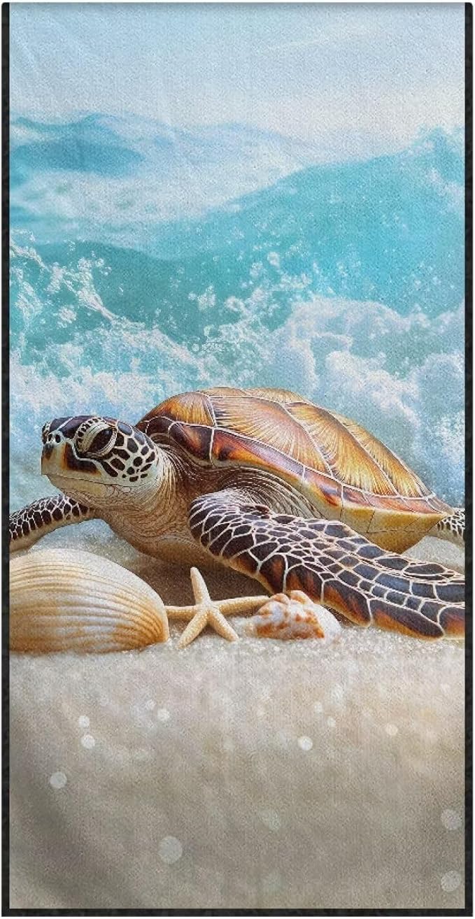 INSTANTARTS Beach Turtle Towel Car Seat Covers Seat Belt Cover Pad Car Seat Towel Cover as Yoga Mat