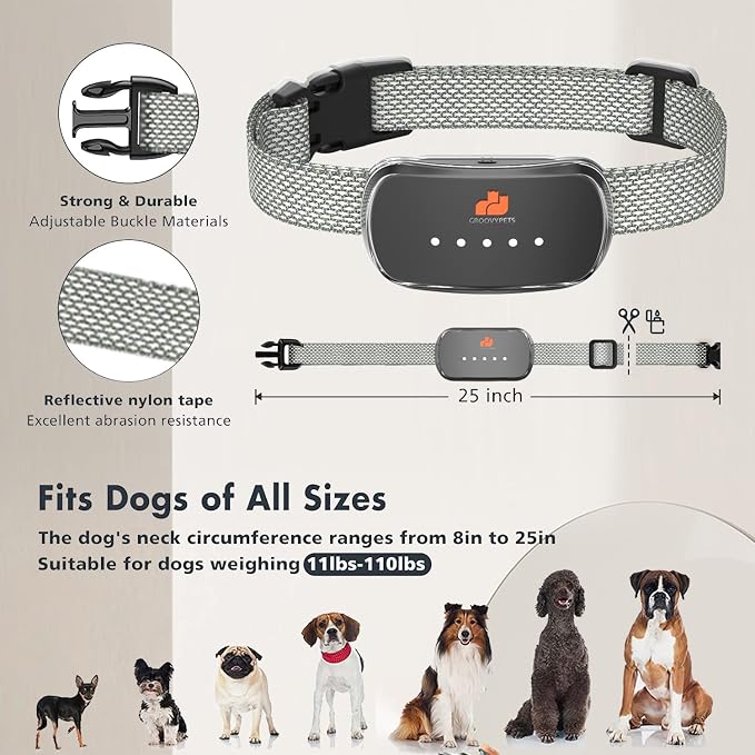 Smart Automatic Anti bark Dog Collar Intelligent Waterproof Rechargeable Barking Terminator (Black Bark Collar)