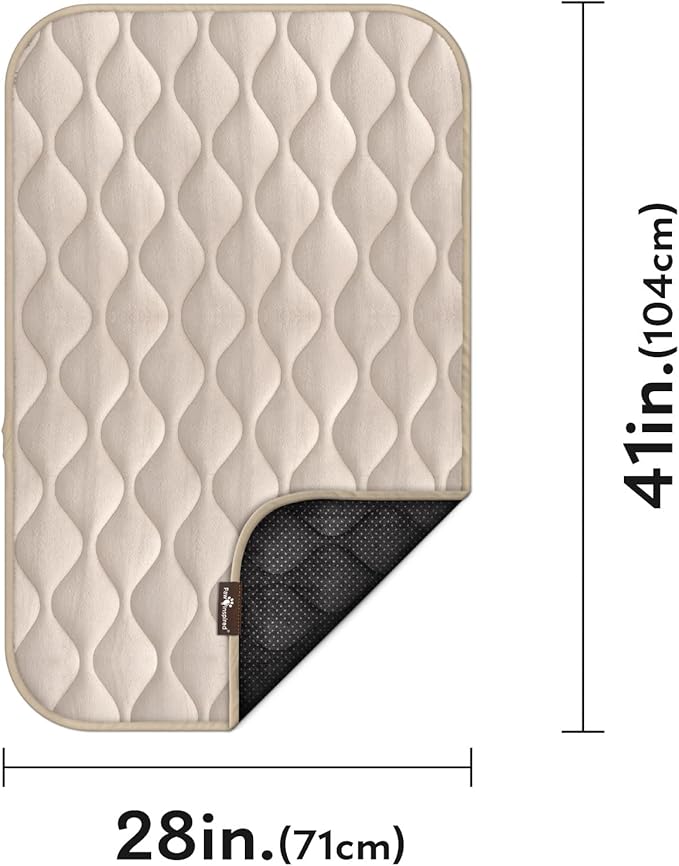 Paw Inspired Washable Padded Crate Mats for Dogs, Beige, 41x28 Inch | Fits 42-inch Kennels, Leakproof, Waterproof Bottom, Plush Dog Pad, Pet Bed