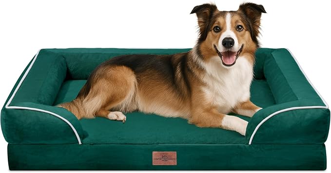 Comfort Expression Waterproof Orthopedic Dog Beds for Large Sized Dog | Supportive Egg Crate Foam Large Pet Bed with Removable Bolsters, Dog Couch with Washable Cover & Non-Slip Bottom, 38x25 Inch