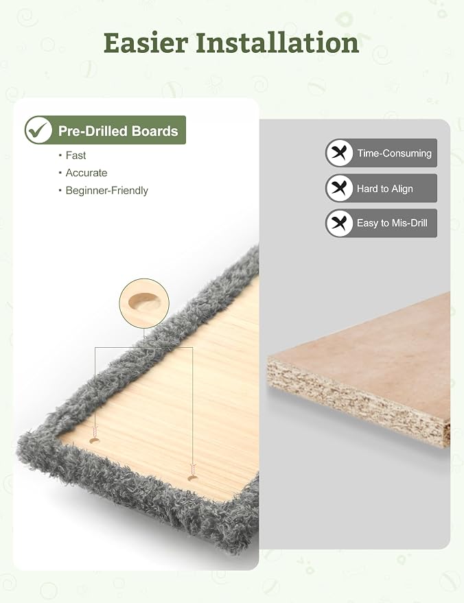 5-in-1 Cat Wall Shelves, Solid Wood Cat Wall Furniture Set for Indoor Cats | 44 lb per Shelf, 72-Hour Load Tested, Pre-Drilled, Fits 16 in. Stud Drywall & Solid Walls, for Small to Medium Cats