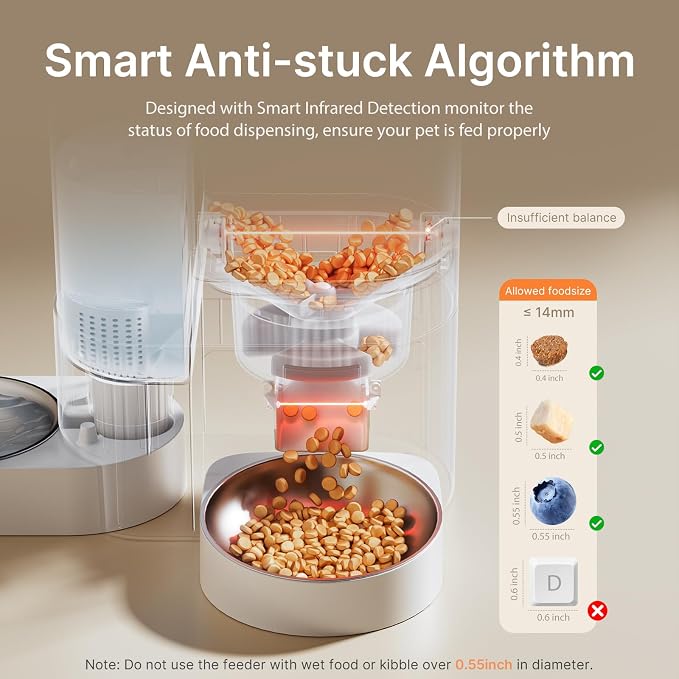 Automatic Cat Feeder and Water, 5G WiFi App Control Cat Dry Food Dispenser | 2-in-1 Auto Cat Feeder, 10s Voice Recording, 4L Food & 3L Gravity Waterer, 10 Meal 1-15 Portion Programmable for Multiple Pet