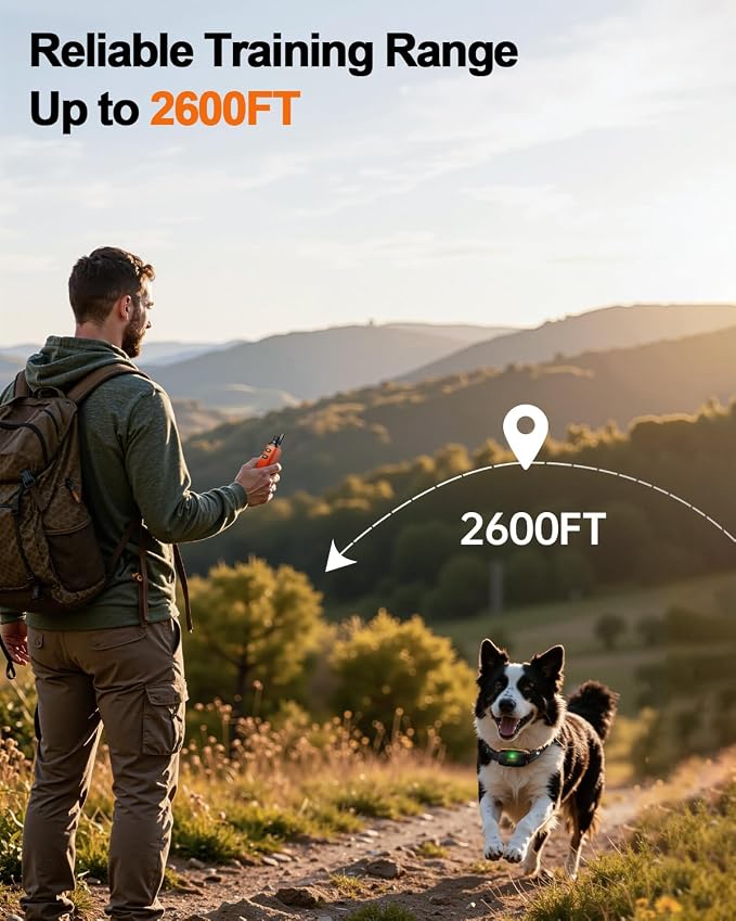 BarKar Dog Shock Collar with 4 Training Modes, IPX7 Waterproof Dog Training Collar with IPX4 Remote, 2600FT Electric Collar with Beep, Shock, Vibration & Shock Boost for All Breeds