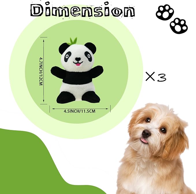Dog Hide and Seek Toys Puppy Chew Squeaky Toys Plush Mushroom&Bamboo&Shell Hideout Stuffing with Squeakers Animals (3Pcs Squeaky Panda)