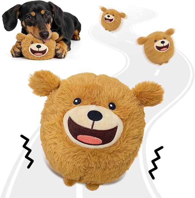 Interactive Dog Toys, Automatic Jumping Moving Dog Ball to Keep Them Busy, Squeaky Plush Chew Toys for Small/Medium/Large Dogs