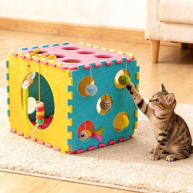 41 Pcs Interactive Cat Toys for Indoor Cats, Kitten Toys | with Soft Pillow, Catnip Toys, Chew Rope, Feather Wand, Springs, Balls, Cat Gifts