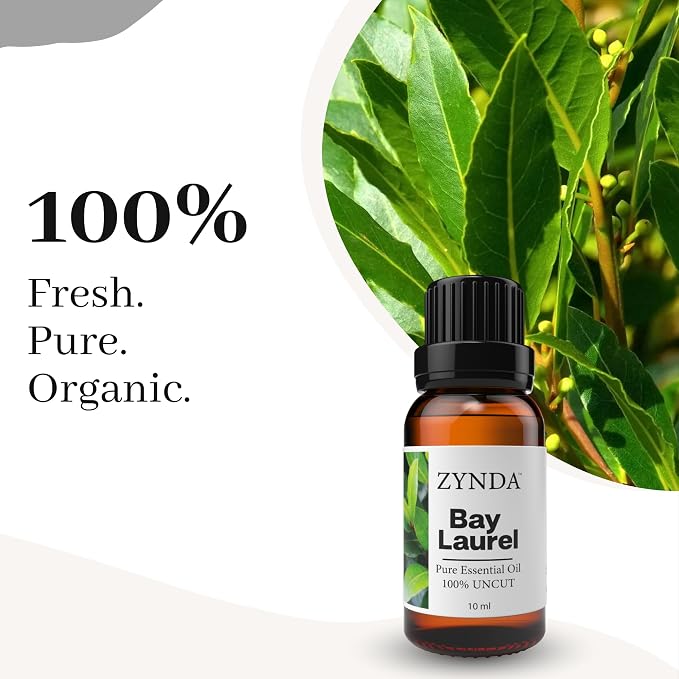 Bay Laurel Essential Oil for Revitalizing Skincare - Herbal & Stimulating Aroma Massage Oil for Therapy Delight - 100% Natural Laurel Leaf Oil for Relaxation, Aromatherapy & Calming Atmosphere