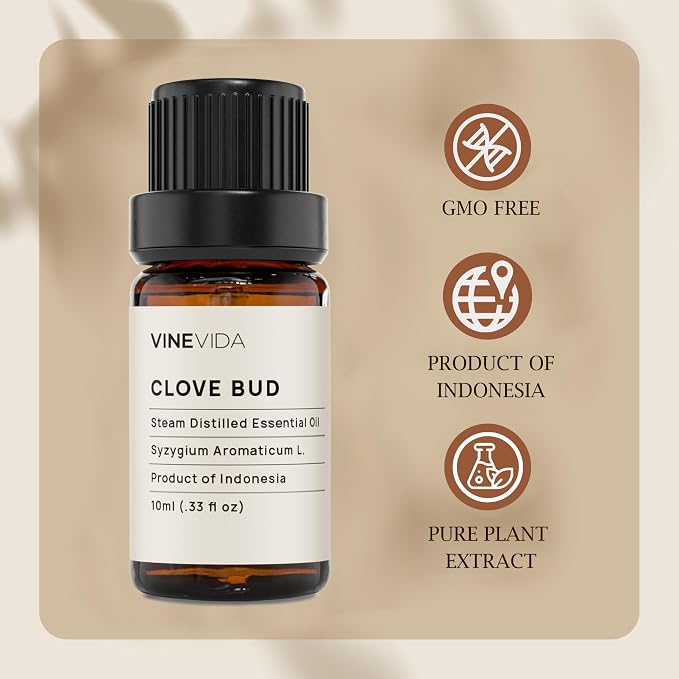 VINEVIDA Clove Essential Oil - Undiluted Clove Oil - Candle Scent - DIY Candle Scents - 10 mL for Candlemaking, Soap Making