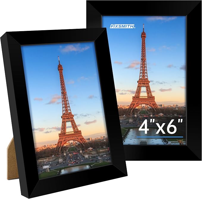 4x6 Picture Frame, Black Photo Frames with HD Plexiglass for Wall Hanging or Tabletop Display, 2 Pack
