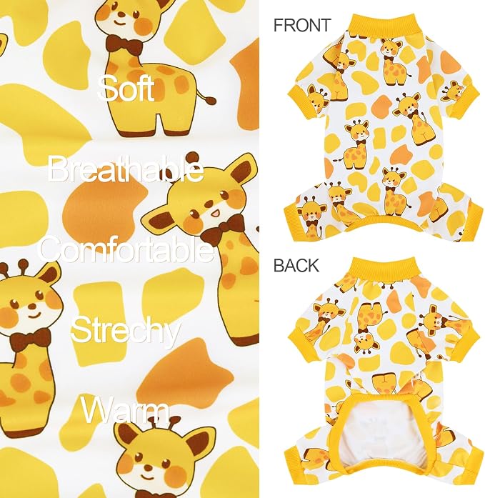 XPUDAC 4 Pack Dog Pajamas for Small Dogs Soft Pjs Onesies Clothes, XL | Stretchy, Breathable, Cute, Sleepwear, Gentle on Skin, Dog Recovery Suit, Shedding Suit, All Seasons