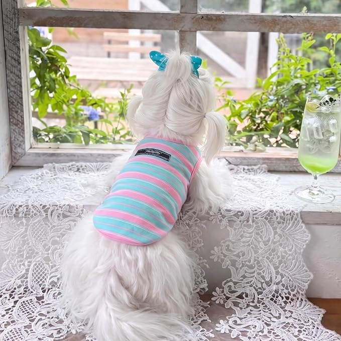 Soft Striped Dog Shirt, Cozy Warm pet Vest for Small Medium Dogs, Classic Puppy cat Clothes for Indoor Outdoor Outfits