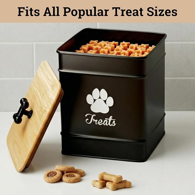 Dog Treat Container Airtight, 6"W x 8"H, Powder Coated, 12 Cup Capacity